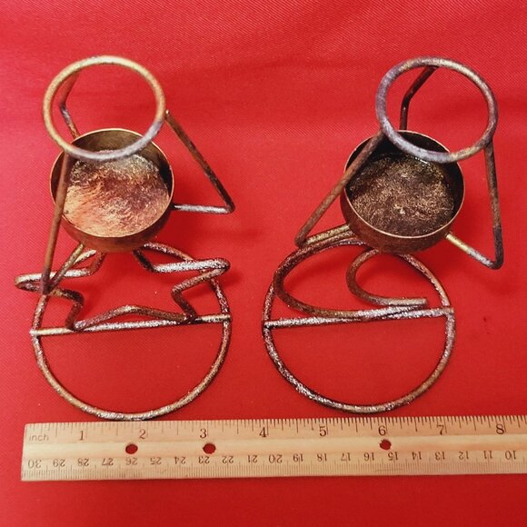Metal Star Moon Tea Light Candle Holder Set of 2 - Picture 6 of 10
